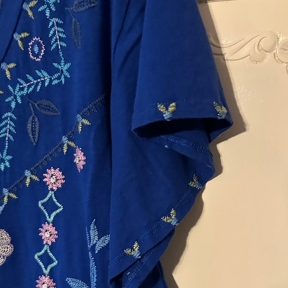 Johnny Was Royal Cobalt Blue Embroidered Blouse - Picture 7 of 9